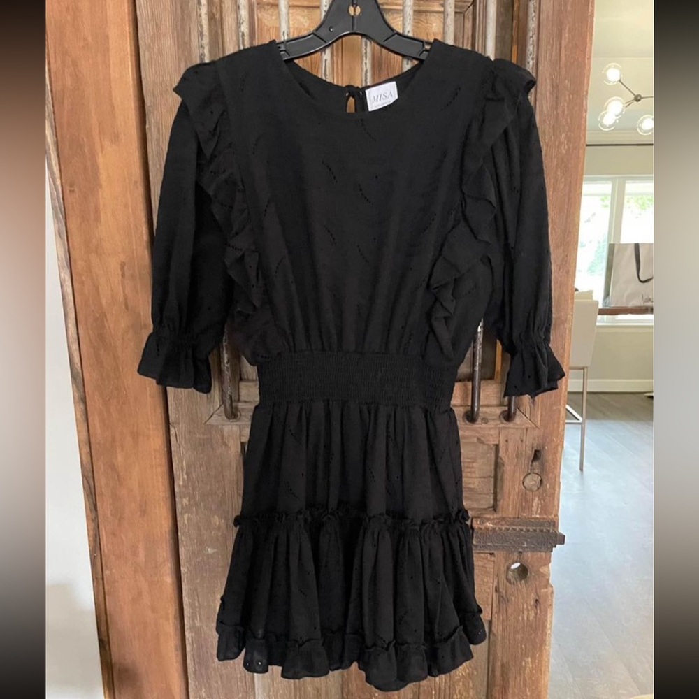 Misa Los Angeles Black Ruffle Dress size L